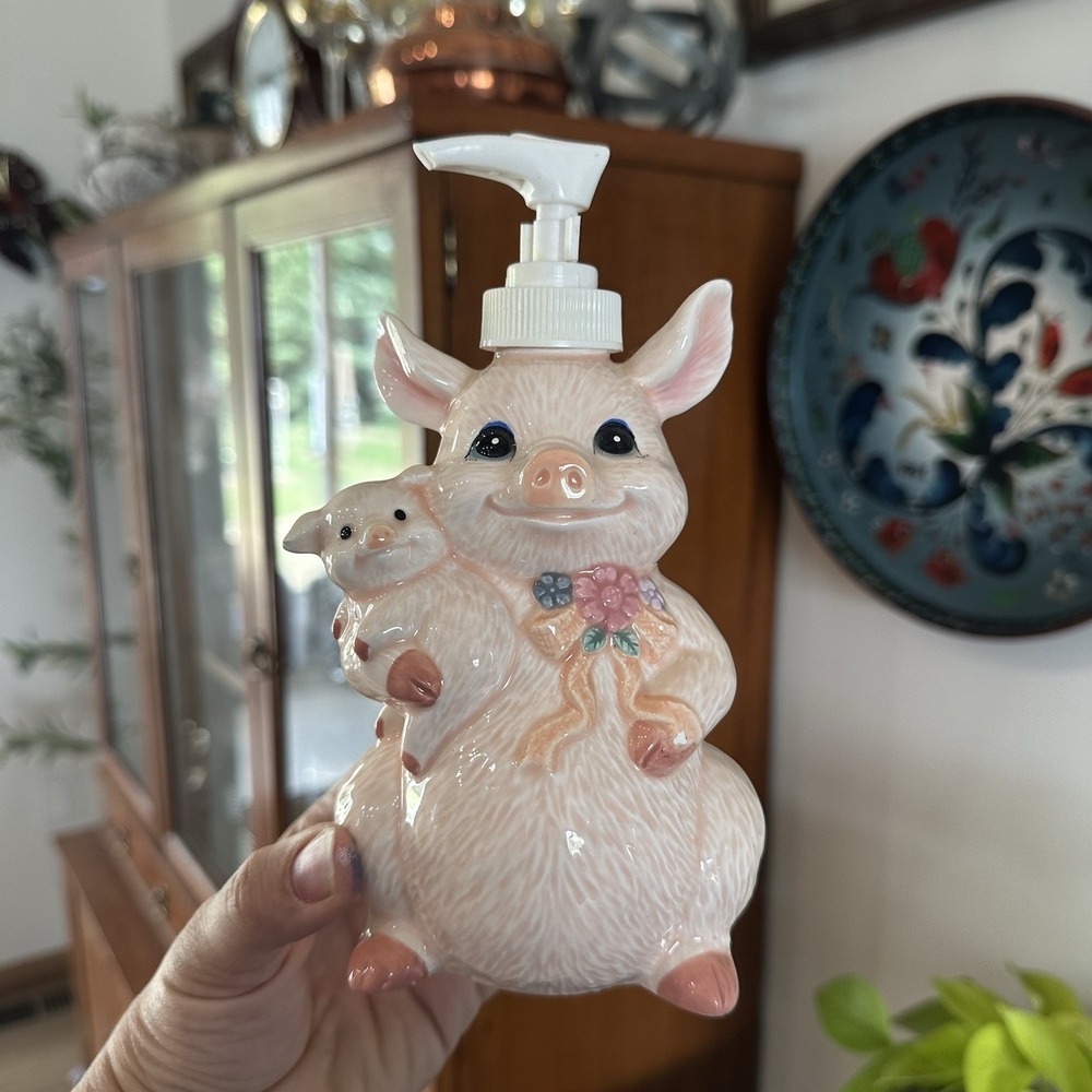 VTG Price Products Mother Pig & Baby Soap Dispenser NEW Cottagecore Ceramic 8"